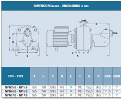 Elettropompe autoadescanti jet IT-NPM7B dimensioni